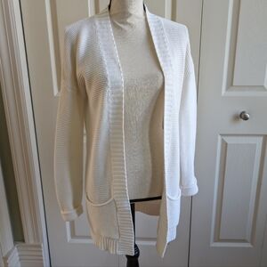 Express white crocheted cardigan